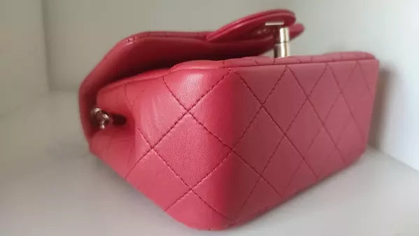 PINK MATELASSE CHAIN SHOULDER LAMBSKIN PURSE MINI