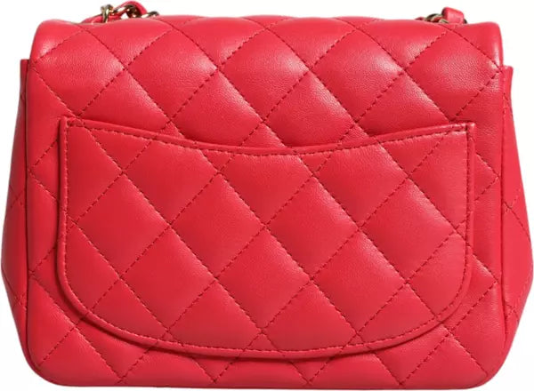 PINK MATELASSE CHAIN SHOULDER LAMBSKIN PURSE MINI