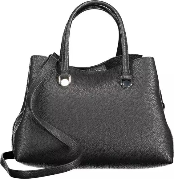 BLACK POLYESTER WOMEN HANDBAG