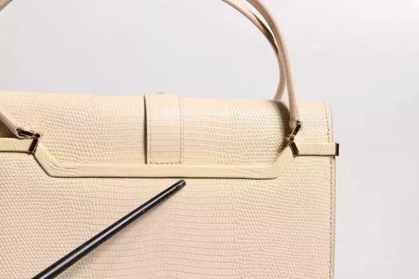 BEIGE LEATHER INGRID TOP HANDLE SHOULDER BAG