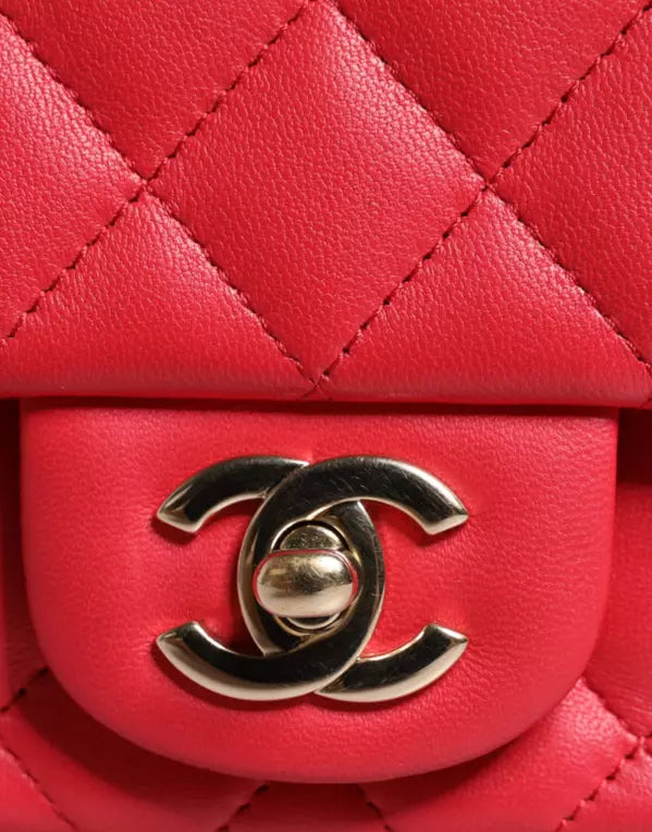 PINK MATELASSE CHAIN SHOULDER LAMBSKIN PURSE MINI