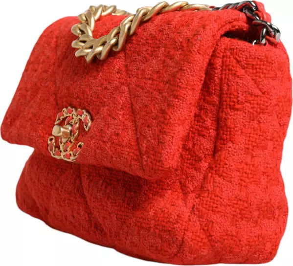 RED TWEED 2WAY HAND CHAIN MEDIUM SHOULDER BAG PURSE