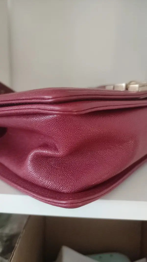 RED LEATHER LAMBSKIN DOUBLE GOLD CHAIN MEDIUM SHOULDER BAG