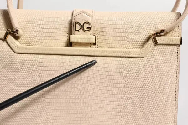 BEIGE LEATHER INGRID TOP HANDLE SHOULDER BAG