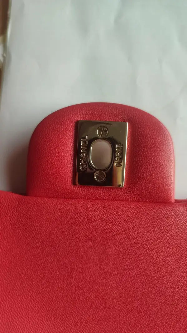 PINK MATELASSE CHAIN SHOULDER LAMBSKIN PURSE MINI