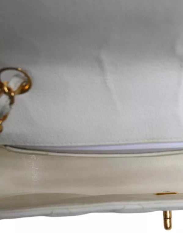 WHITE MEDIUM CLASSIC DIANA SHOULDER BAG GOLD PLATED PURSE