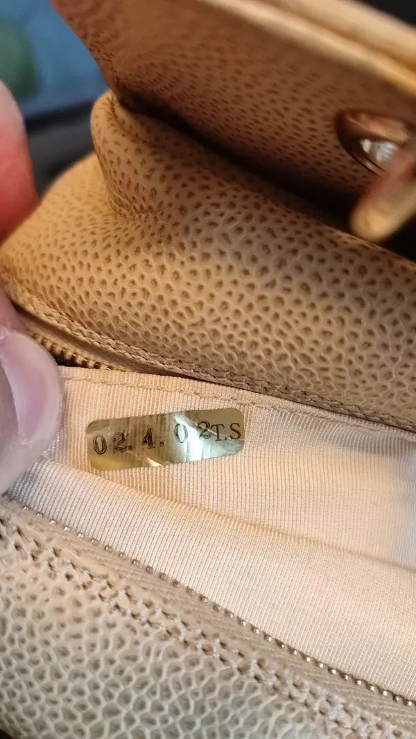 BEIGE CAVIAR DE COCO CHAIN LEATHER PURSE BAG