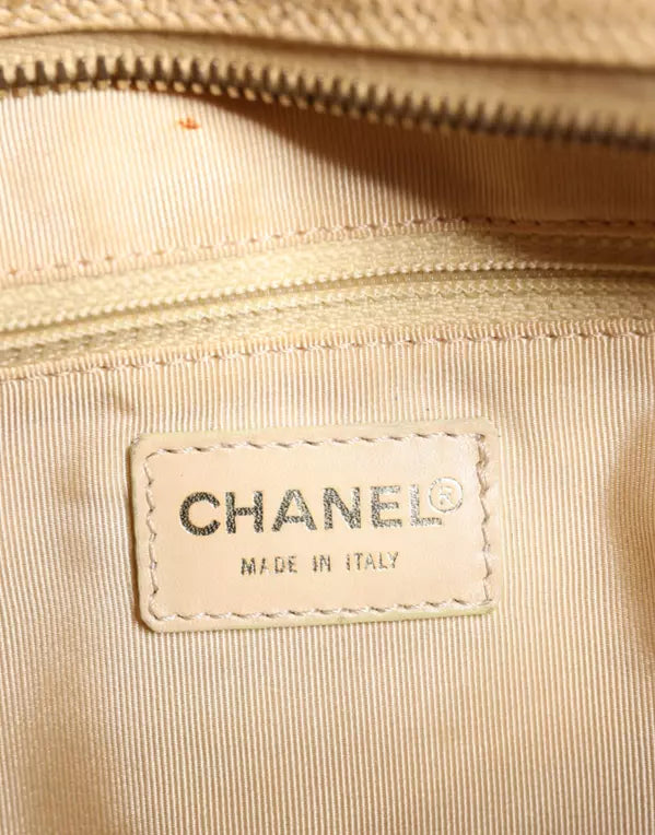 BEIGE CAVIAR DE COCO CHAIN LEATHER PURSE BAG