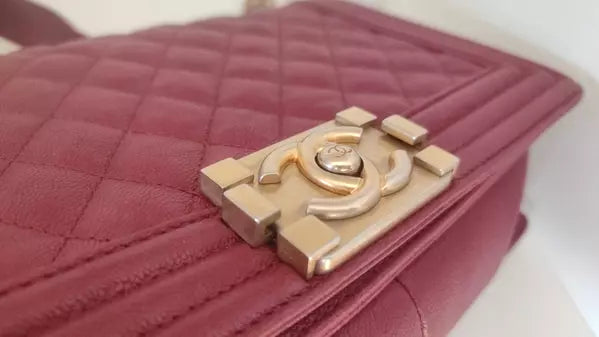 RED LEATHER LAMBSKIN DOUBLE GOLD CHAIN MEDIUM SHOULDER BAG