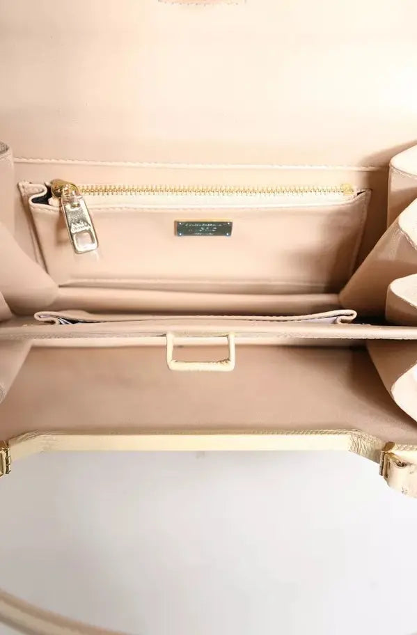 BEIGE LEATHER INGRID TOP HANDLE SHOULDER BAG