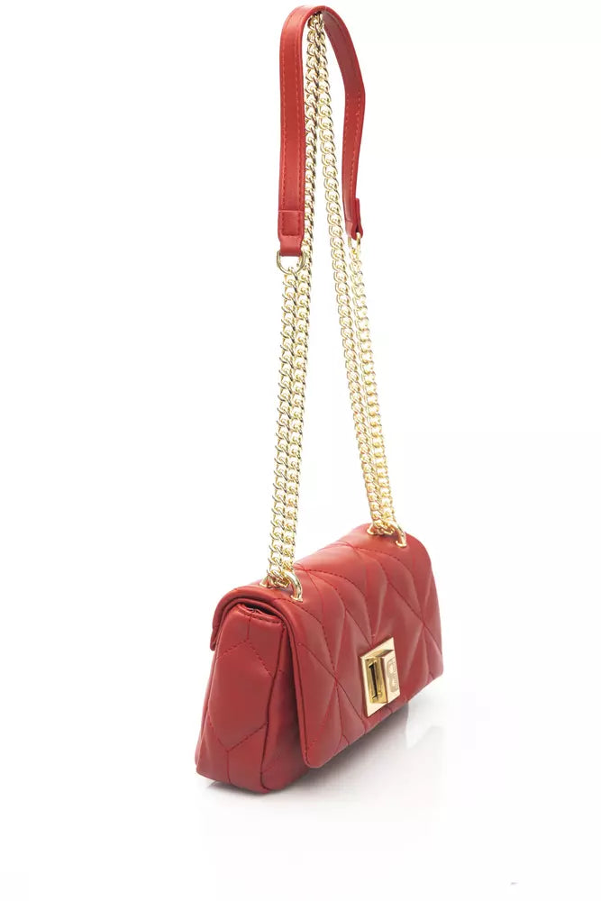 Red Polyurethane Shoulder Bag