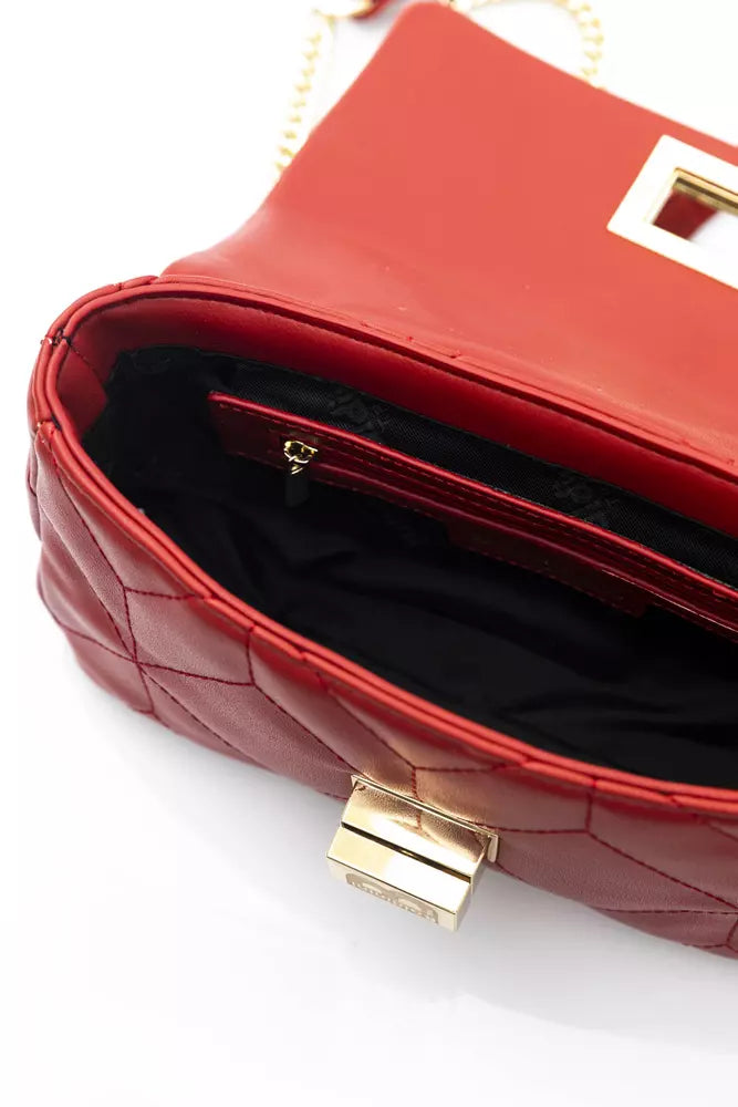 Red Polyurethane Shoulder Bag