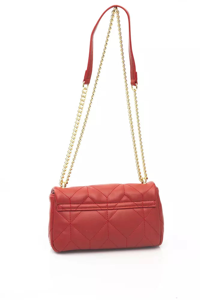 Red Polyurethane Shoulder Bag