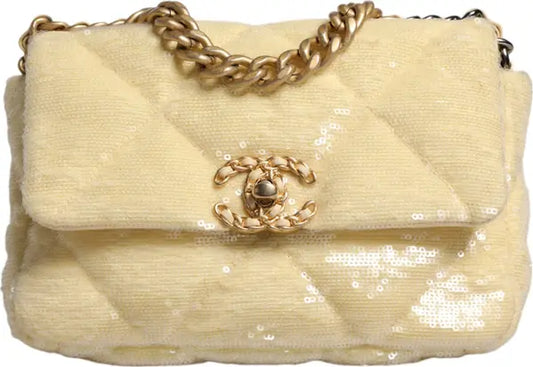 YELLOW SEQUINED MEDIUM QUILTED SERIES BAG