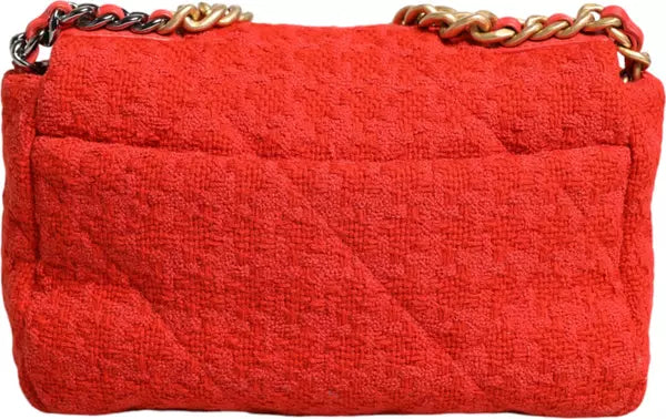 RED TWEED 2WAY HAND CHAIN MEDIUM SHOULDER BAG PURSE