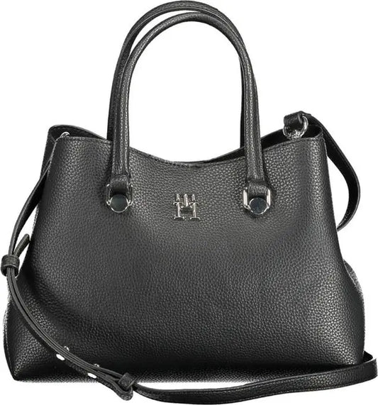BLACK POLYESTER WOMEN HANDBAG