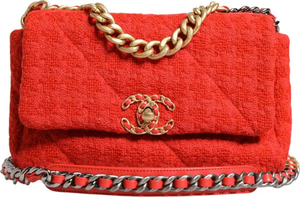 RED TWEED 2WAY HAND CHAIN MEDIUM SHOULDER BAG PURSE