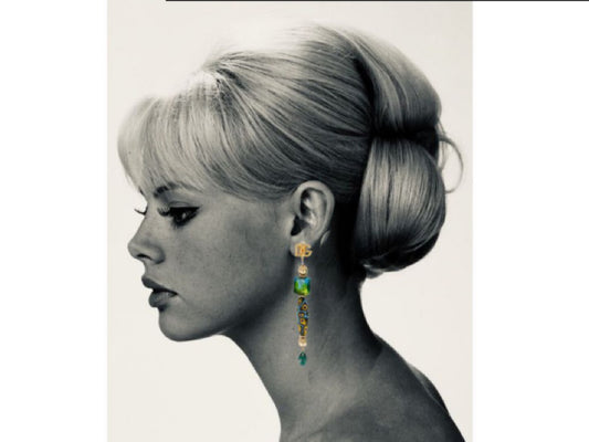 Gold Plated Brass Glass Design Dangling Earrings